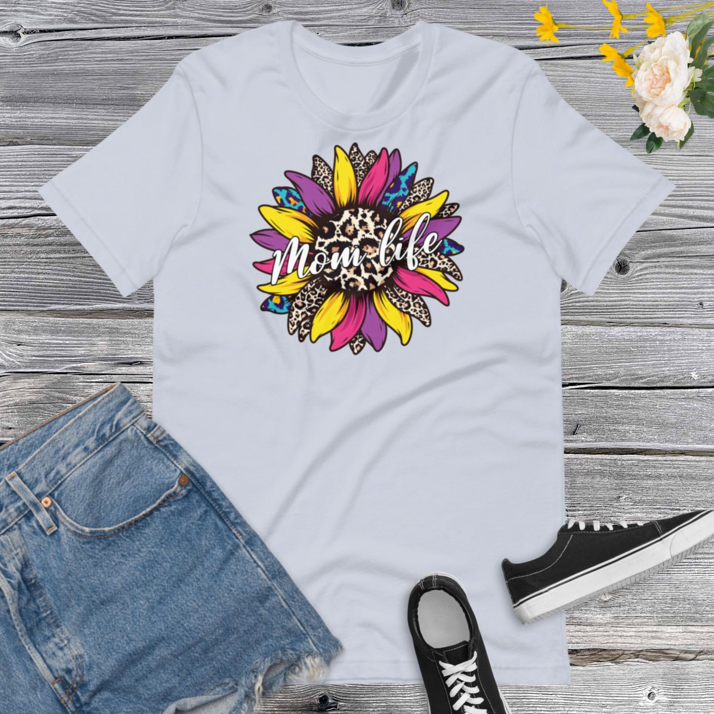 Mom Life Shirt, Sunflower Mom Life Shirt, Sunflower Lover Mom Shirt , Mother Day Gift For Mom, Leopard Print Mom ShirtUnisex t-shirt