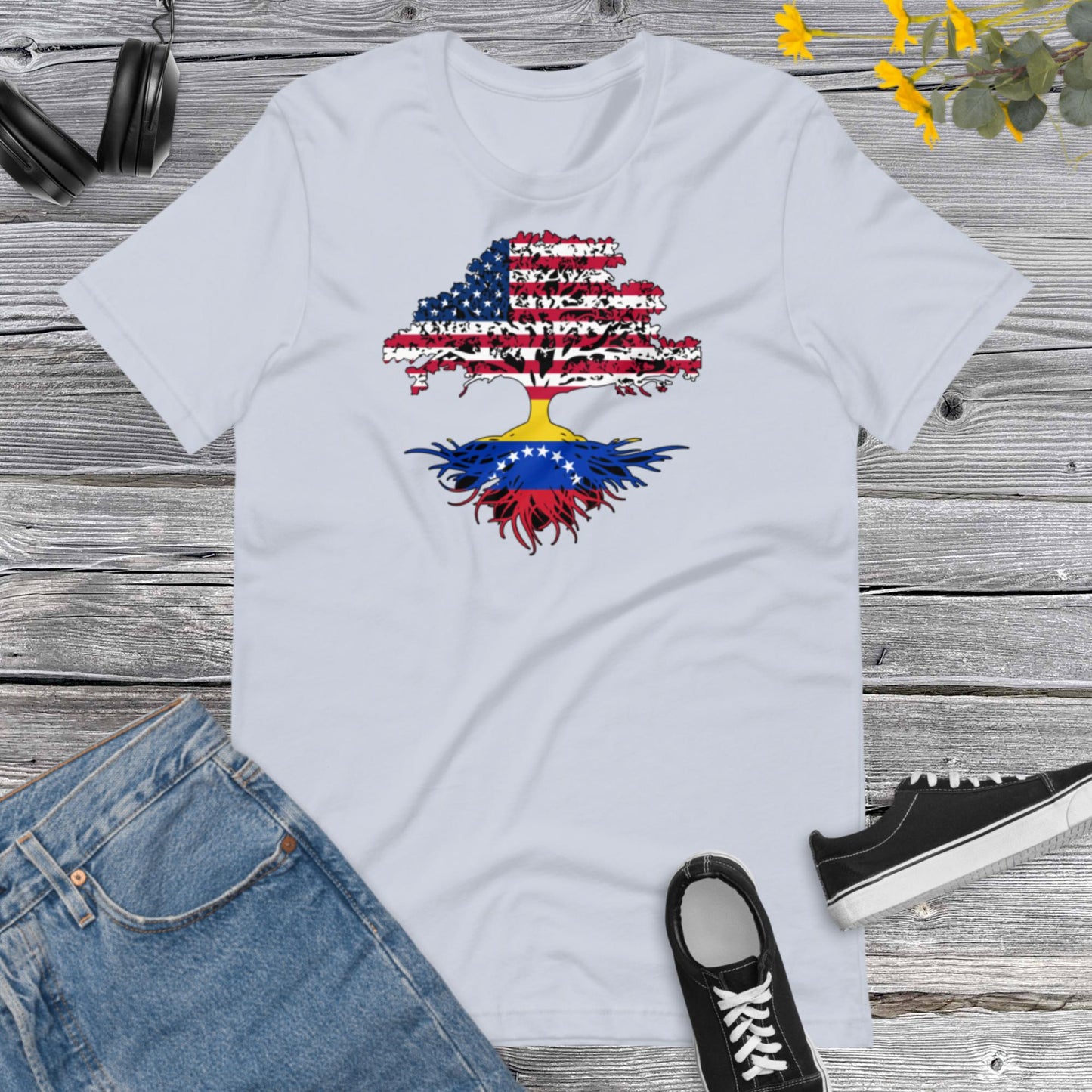 Beautiful Tree United States Venezuela Flags Countries Union, Venezuela en USA, Venezuelan born in USA Unisex t-shirt