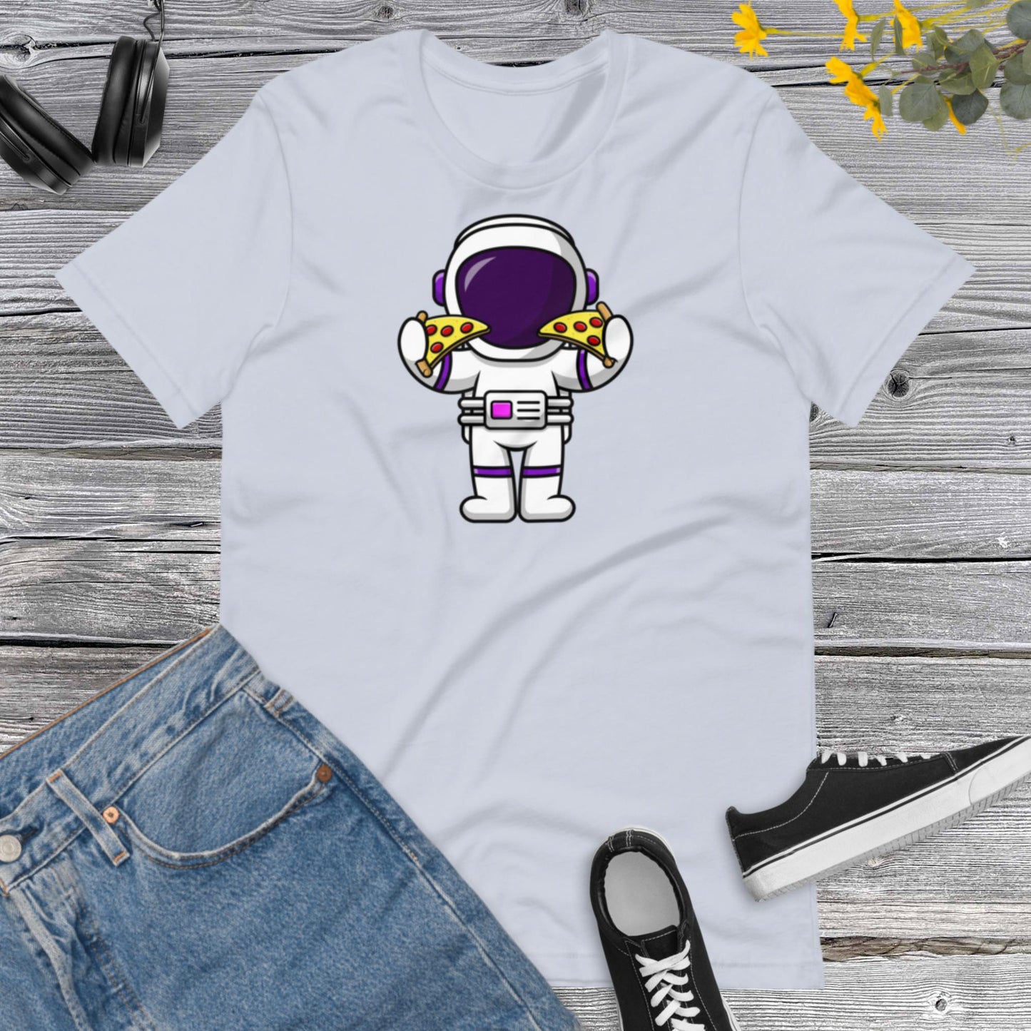 Astronaut Holding Pizza Unisex T-Shirt, Pizza Lover Gift, Astronaut Shirt, Pizza Lover Shirt, Unisex t-shirt