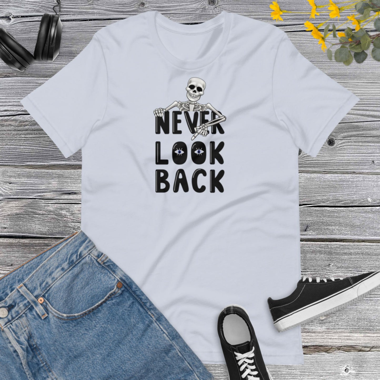 Never Look Back Skeleton, Halloween Skeleton, Spooky Season T-shirt, Funny Halloween Unisex t-shirt