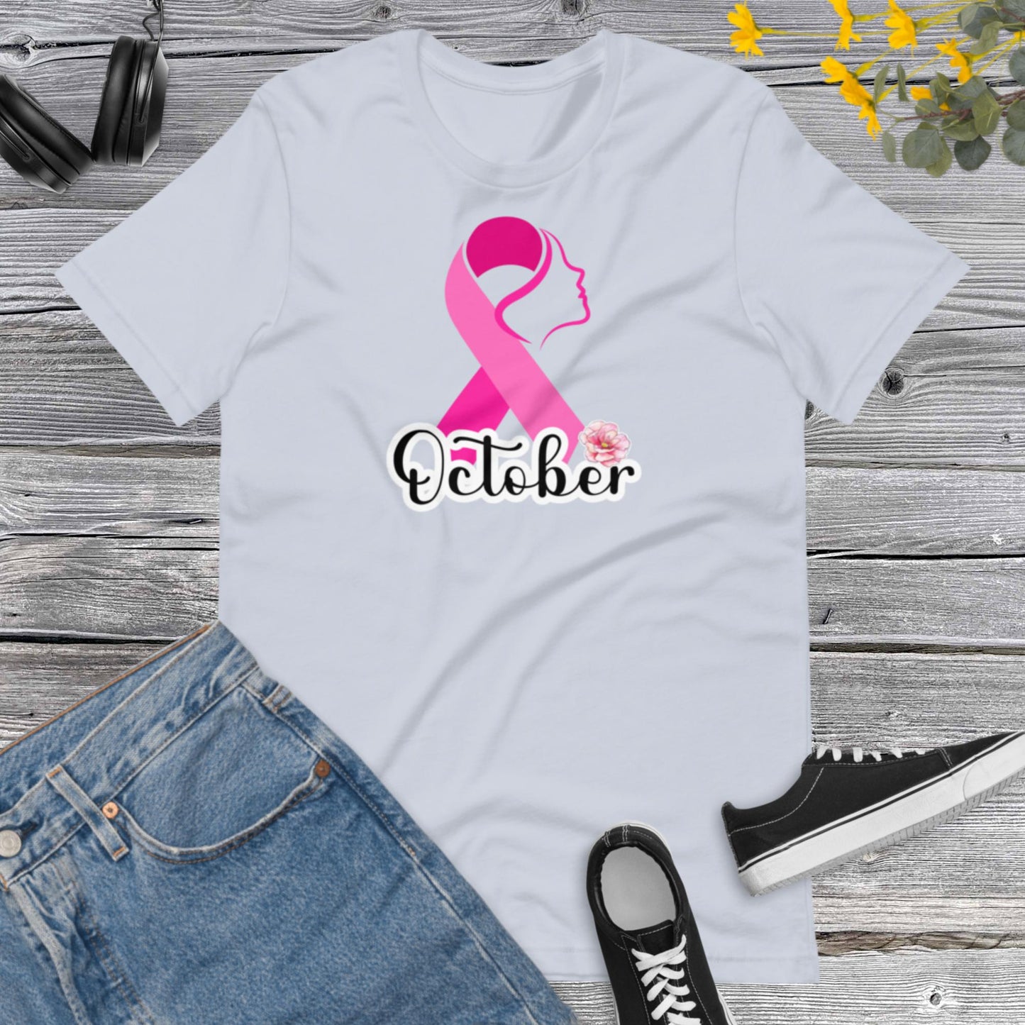 PinkOctober Breast Cancer, Motivational, Cancer Awareness, Woman Face in Pink Ribbon, Breast Cancer T-shirt, Cancer Awareness Unisex t-shirt