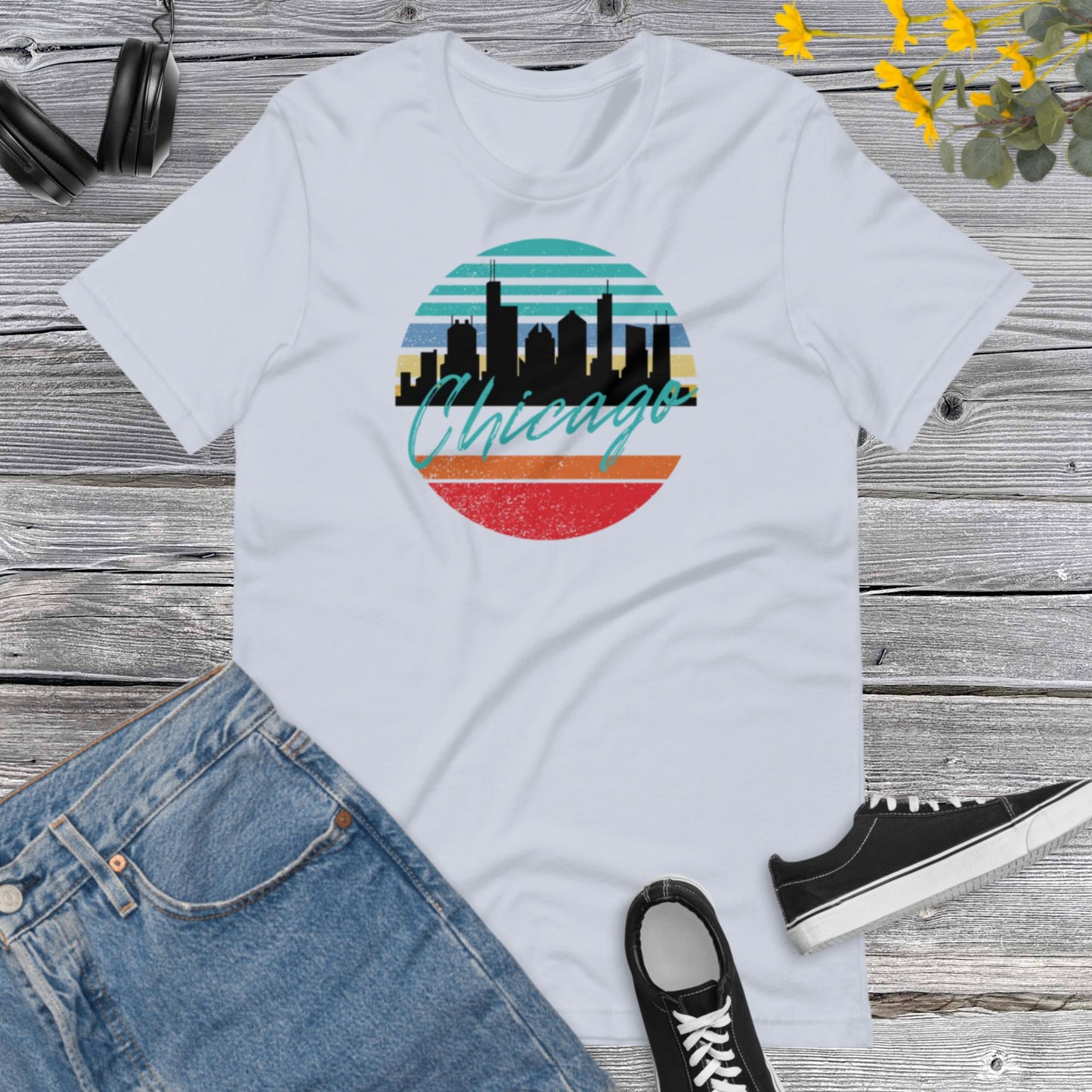 Vintage Chicago Illinois, Skyline vintage, Illinois Lover, I Love America, Downtown Chicago Unisex t-shirt