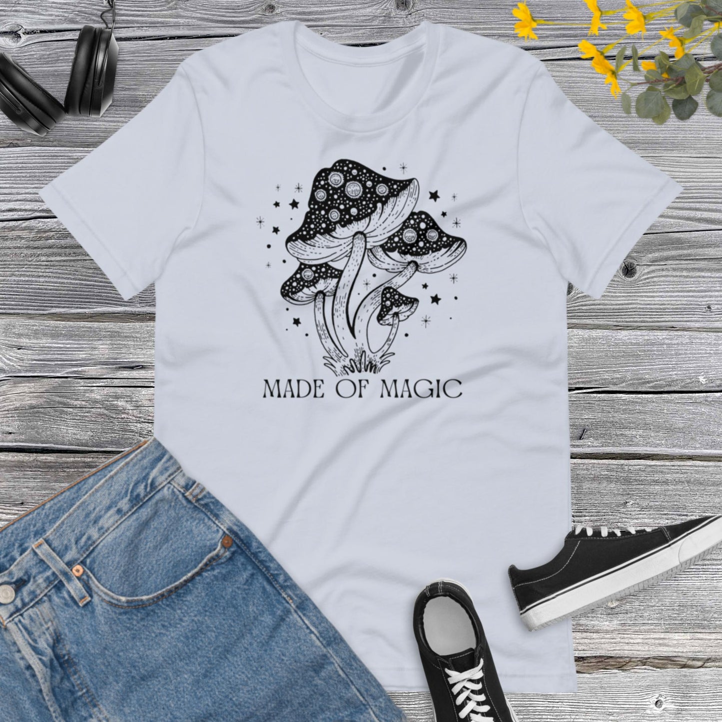 Black Magic Mushroom Shirt, Cottagecore Shirt, Botanical Shirt, Nature Lover Mushroom Shirt, Fungus Shirt, Mushroom HuntingUnisex t-shirt