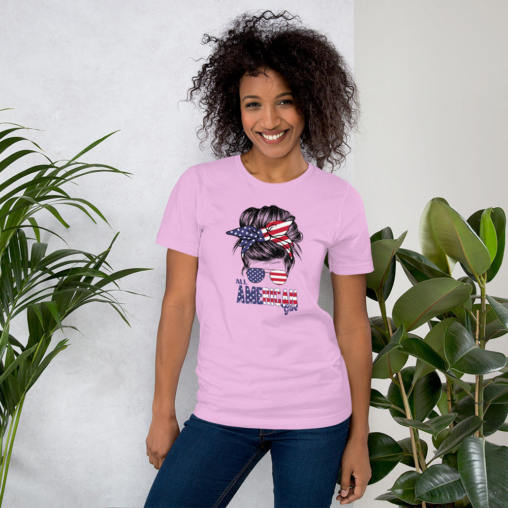 All American Girls, Mom Life, Bun Hair Sunglasses, Independence Day Shirt, Unisex t-shirt