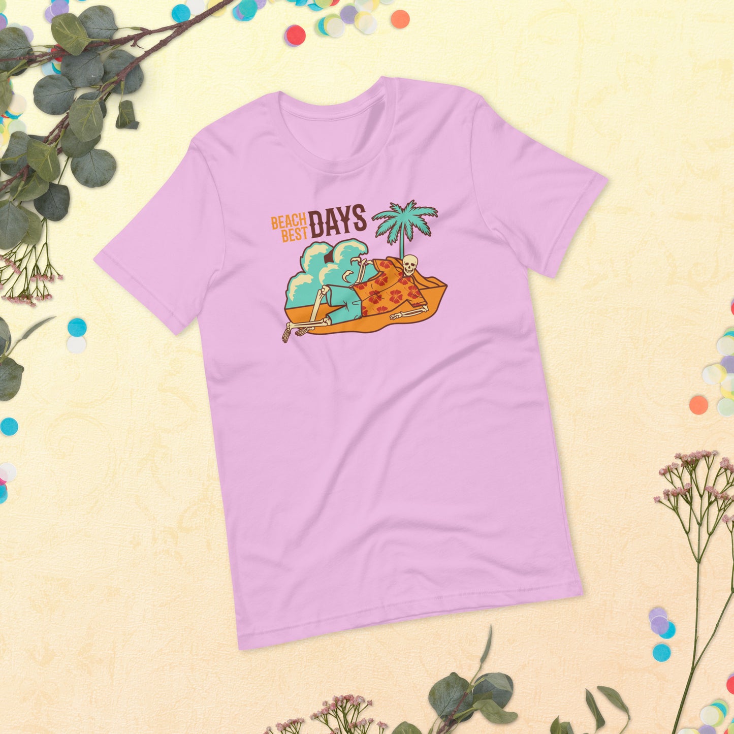 Beach Best Days Skeleton, Funny Summer shirt, Skeleton on the beach funny, Happiness, Unisex t-shirtUnisex t-shirt