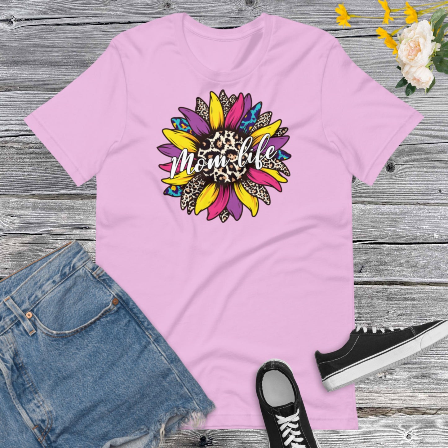 Mom Life Shirt, Sunflower Mom Life Shirt, Sunflower Lover Mom Shirt , Mother Day Gift For Mom, Leopard Print Mom ShirtUnisex t-shirt
