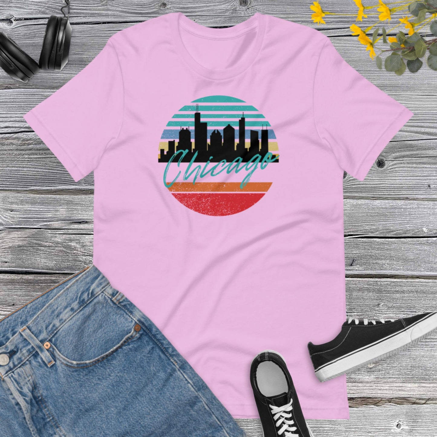 Vintage Chicago Illinois, Skyline vintage, Illinois Lover, I Love America, Downtown Chicago Unisex t-shirt
