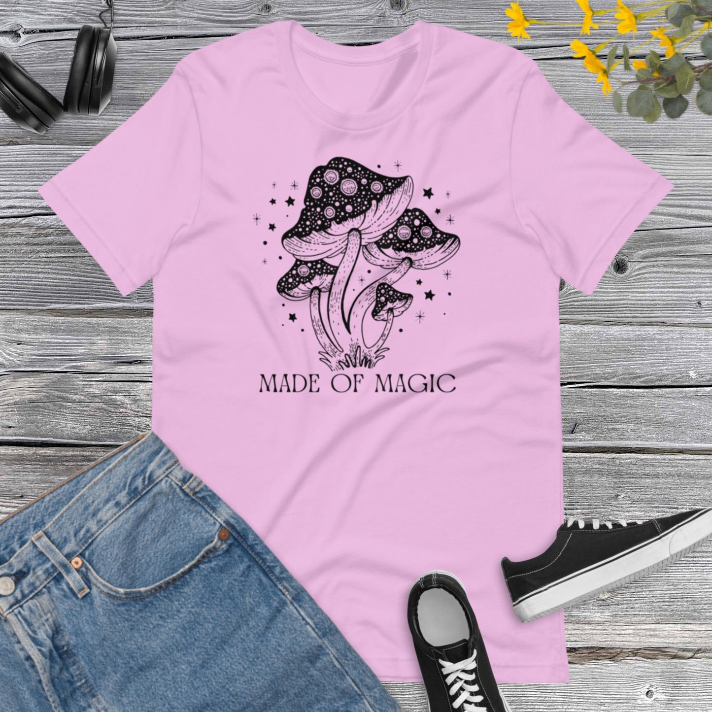 Black Magic Mushroom Shirt, Cottagecore Shirt, Botanical Shirt, Nature Lover Mushroom Shirt, Fungus Shirt, Mushroom HuntingUnisex t-shirt