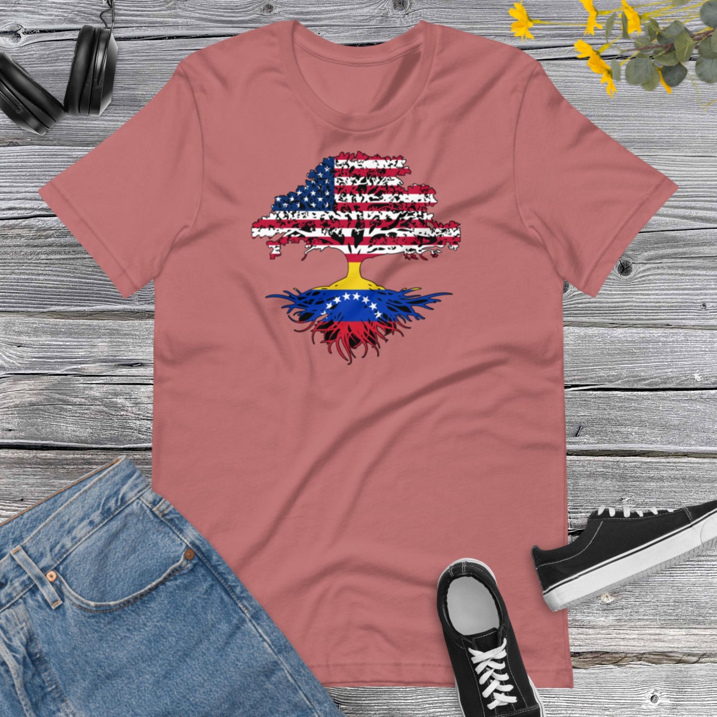 Beautiful Tree United States Venezuela Flags Countries Union, Venezuela en USA, Venezuelan born in USA Unisex t-shirt