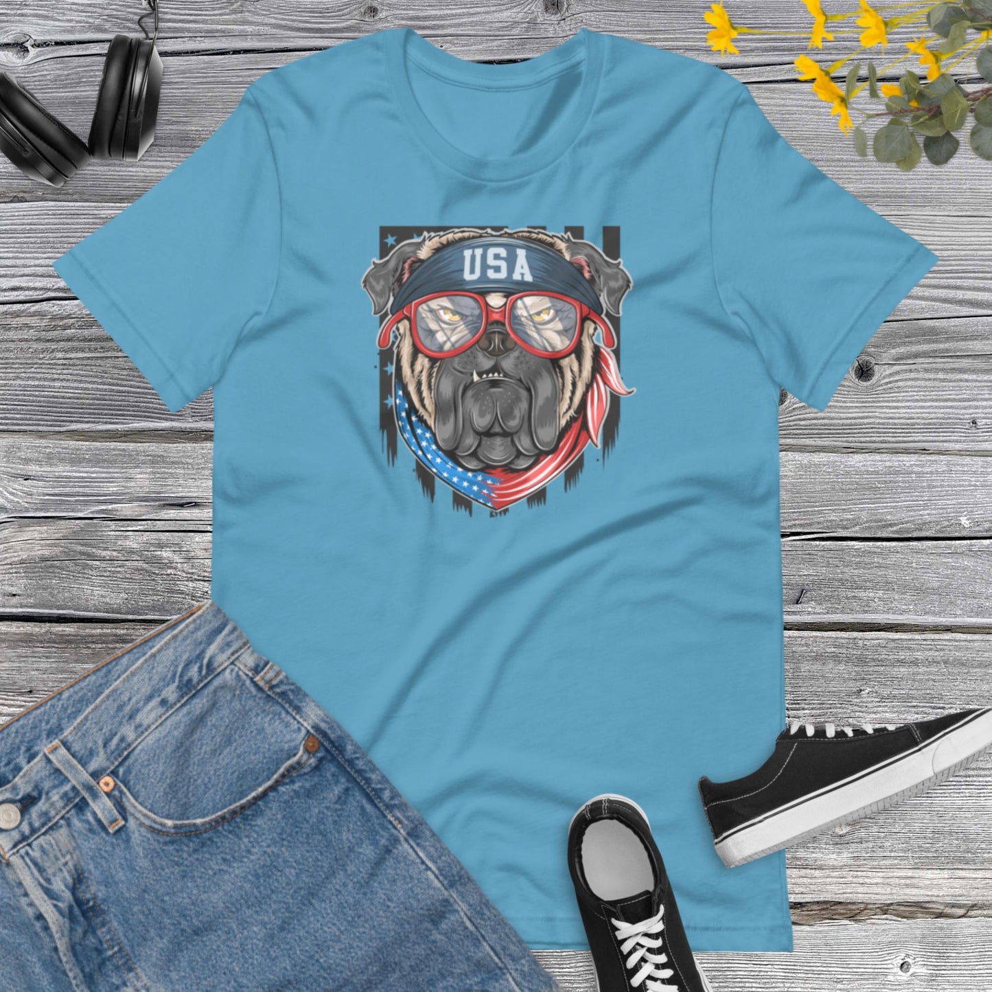 American Bulldogs shirt, America flag with bandana, Dog Lover Unisex t-shirt