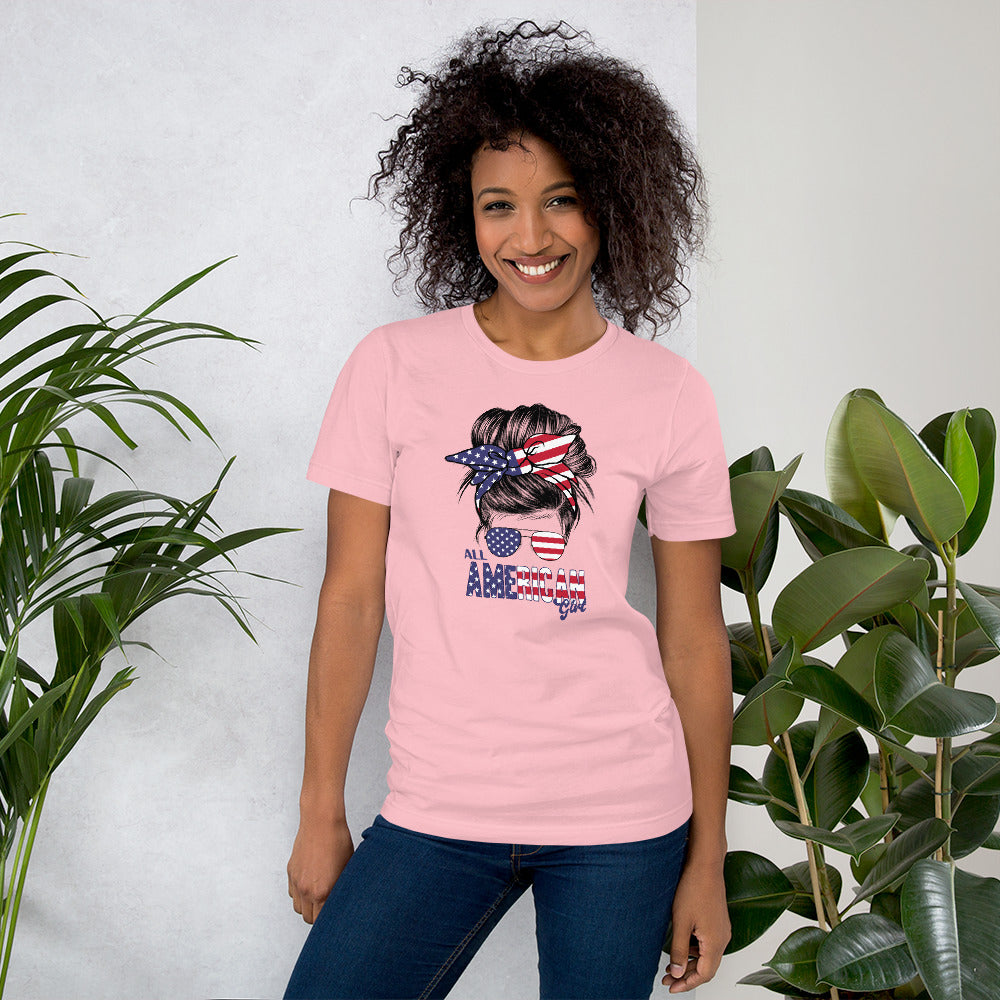 All American Girls, Mom Life, Bun Hair Sunglasses, Independence Day Shirt, Unisex t-shirt