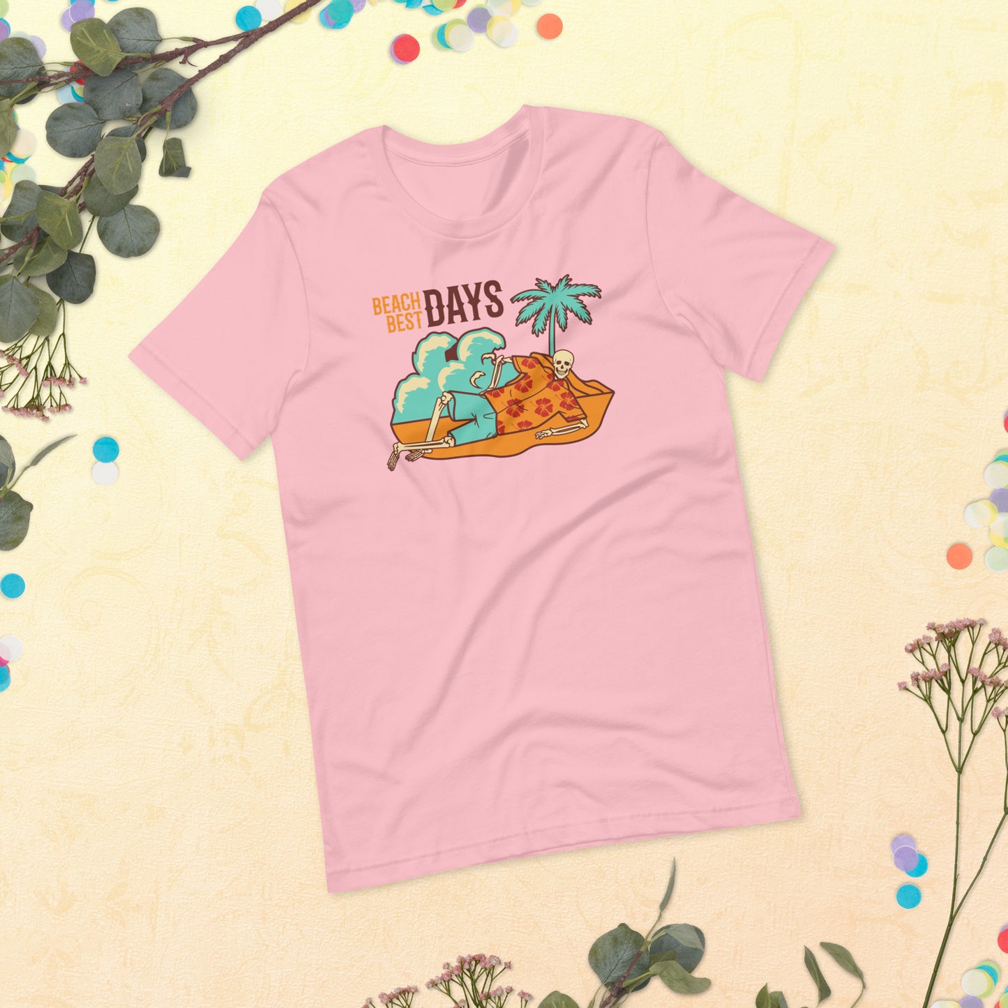 Beach Best Days Skeleton, Funny Summer shirt, Skeleton on the beach funny, Happiness, Unisex t-shirtUnisex t-shirt