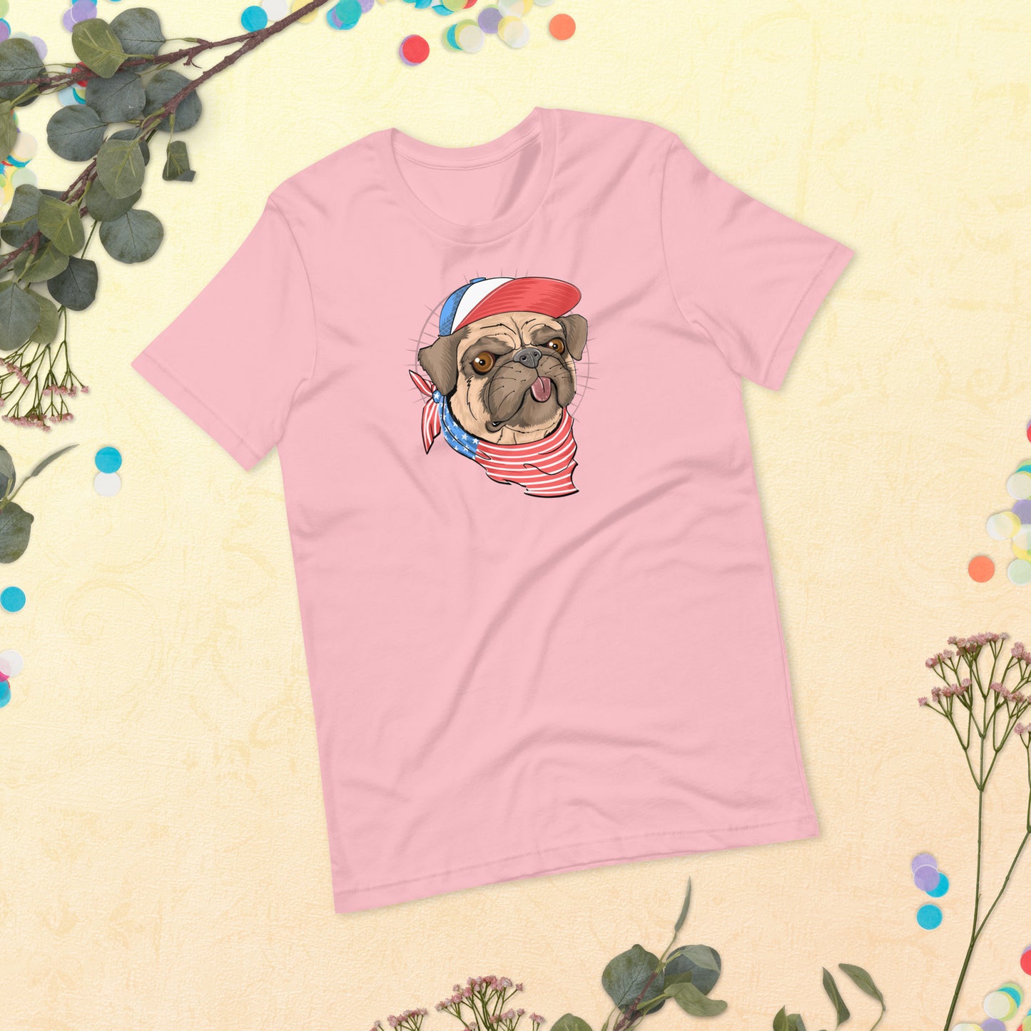 Pug Dog USA Flag shirt, I Love My Pug Dog, My Dog is My Love Shirt, Pug Gift, Gift for Pug Dog Lovers Unisex t-shirt