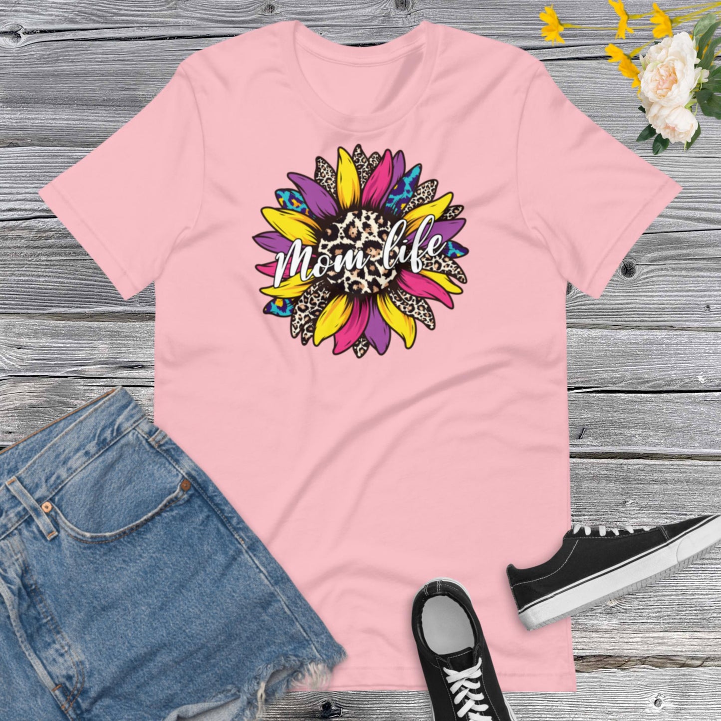 Mom Life Shirt, Sunflower Mom Life Shirt, Sunflower Lover Mom Shirt , Mother Day Gift For Mom, Leopard Print Mom ShirtUnisex t-shirt
