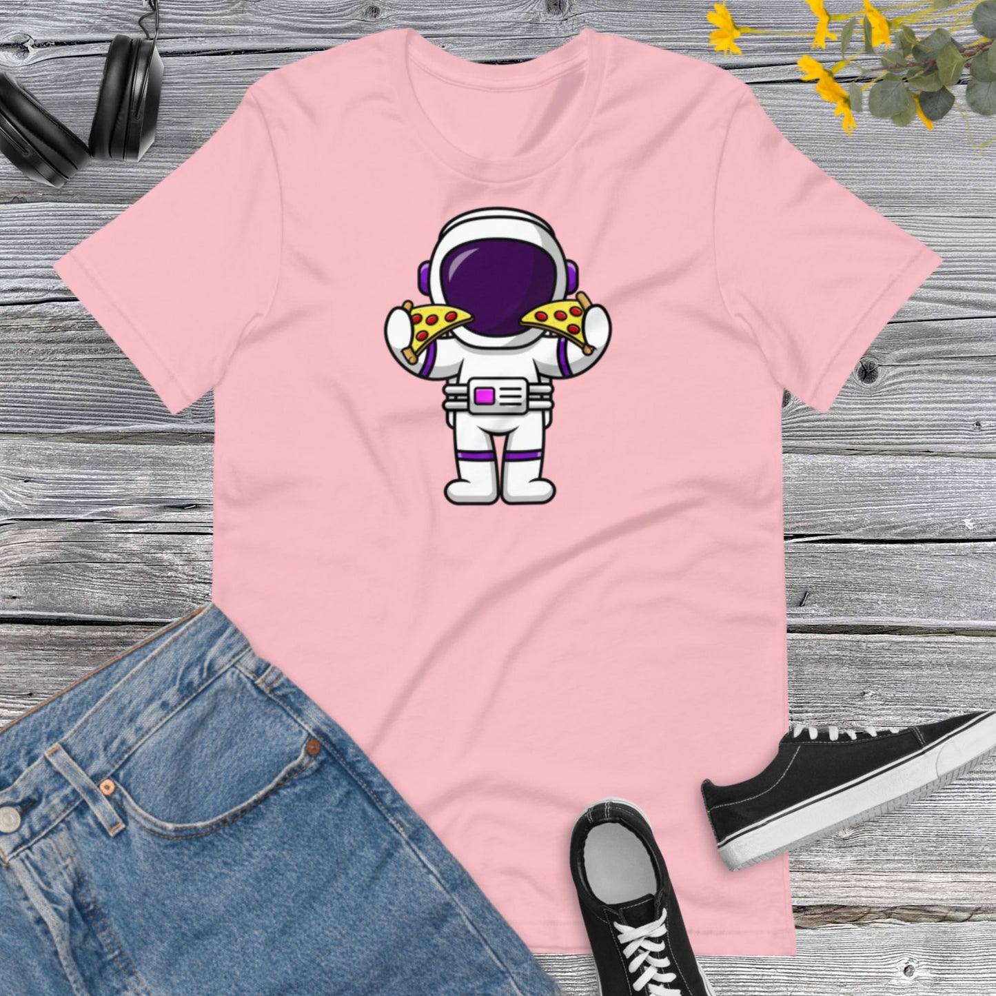 Astronaut Holding Pizza Unisex T-Shirt, Pizza Lover Gift, Astronaut Shirt, Pizza Lover Shirt, Unisex t-shirt