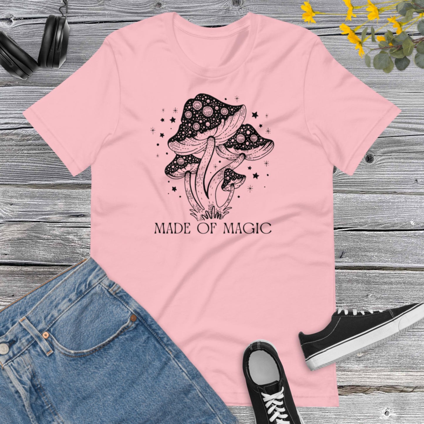 Black Magic Mushroom Shirt, Cottagecore Shirt, Botanical Shirt, Nature Lover Mushroom Shirt, Fungus Shirt, Mushroom HuntingUnisex t-shirt