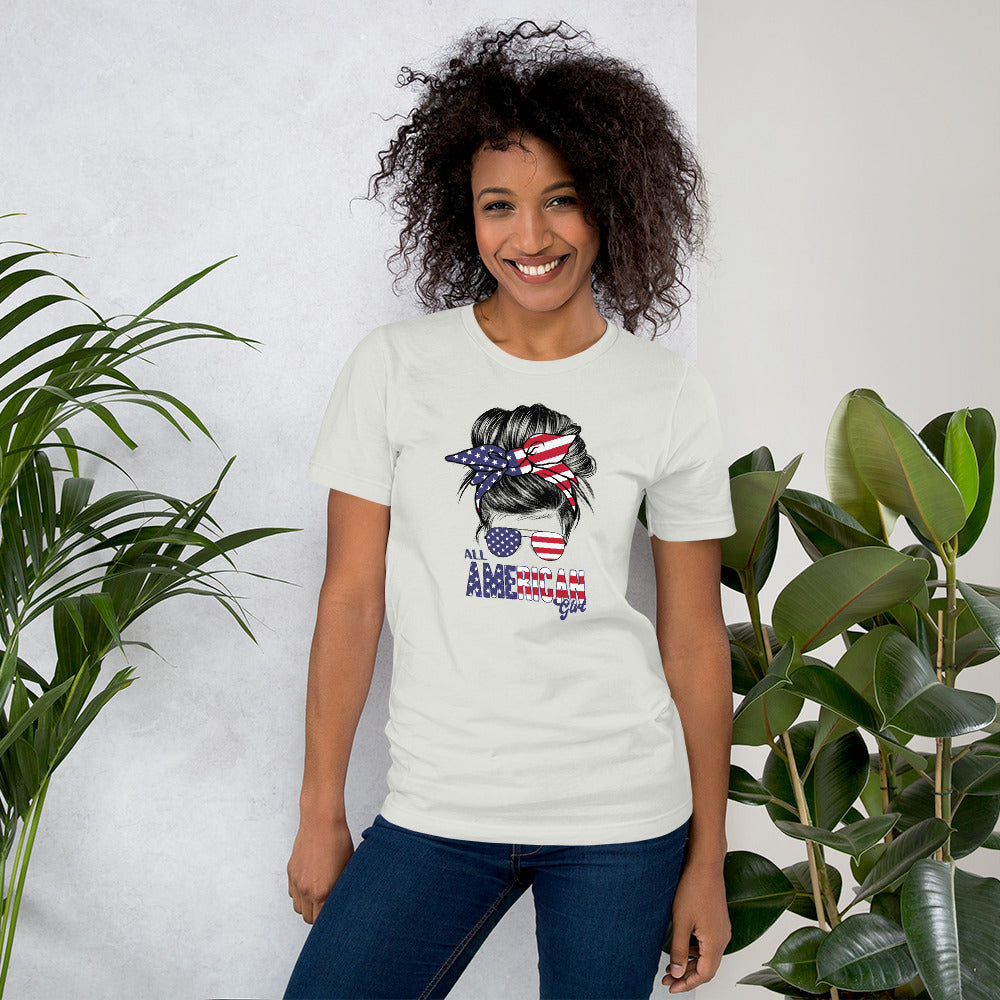 All American Girls, Mom Life, Bun Hair Sunglasses, Independence Day Shirt, Unisex t-shirt