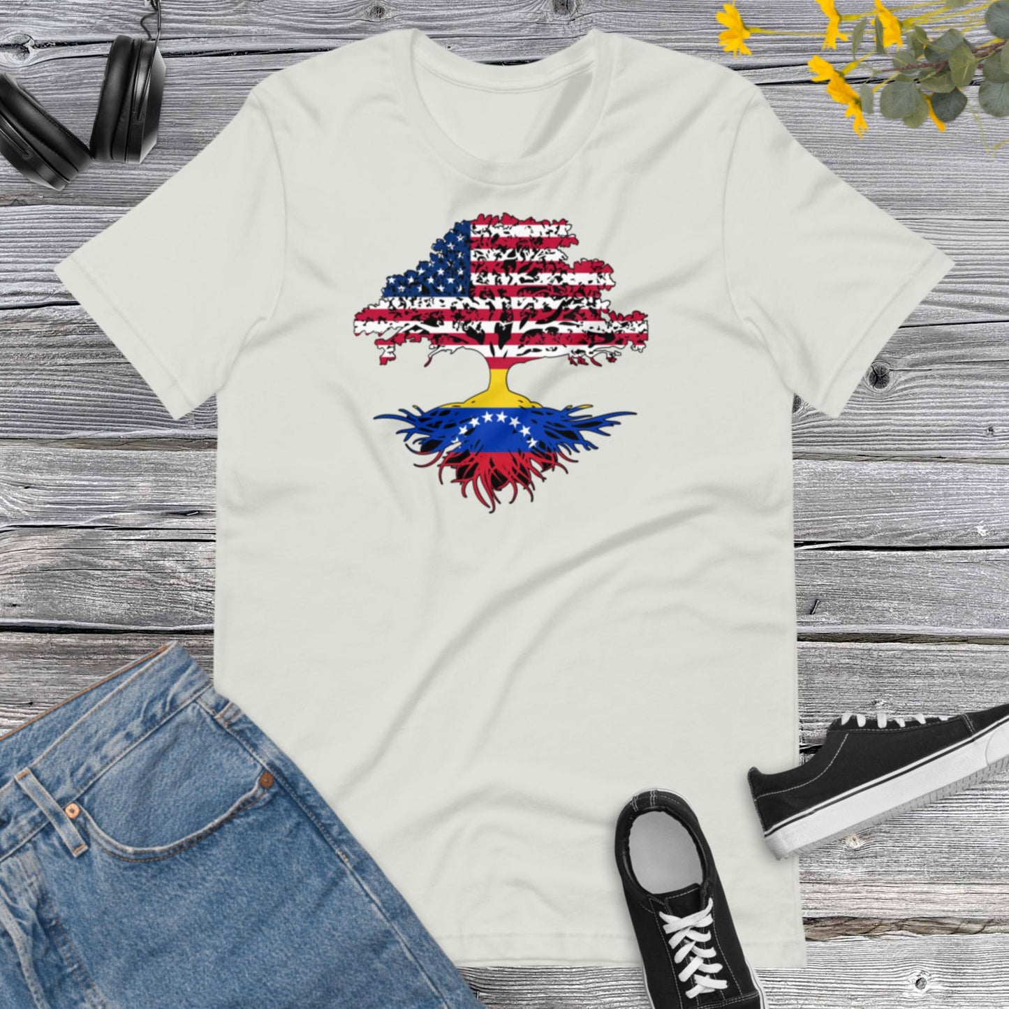 Beautiful Tree United States Venezuela Flags Countries Union, Venezuela en USA, Venezuelan born in USA Unisex t-shirt
