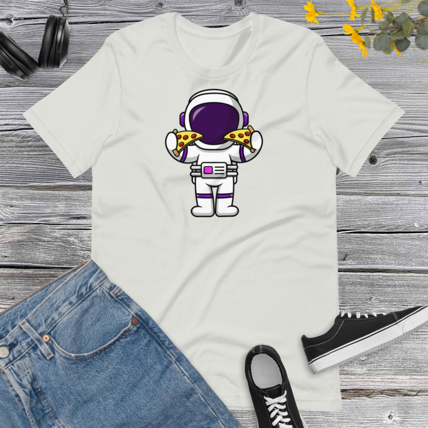 Astronaut Holding Pizza Unisex T-Shirt, Pizza Lover Gift, Astronaut Shirt, Pizza Lover Shirt, Unisex t-shirt