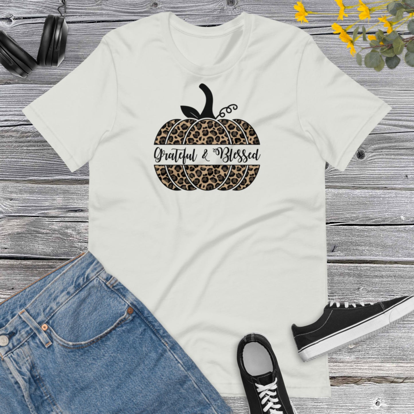 Grateful Blessed Leopard Pumpkin, Leopard Pumpkin, Thanksgiving, Thankful shirt, Hello Fall Pumpkin Unisex t-shirt