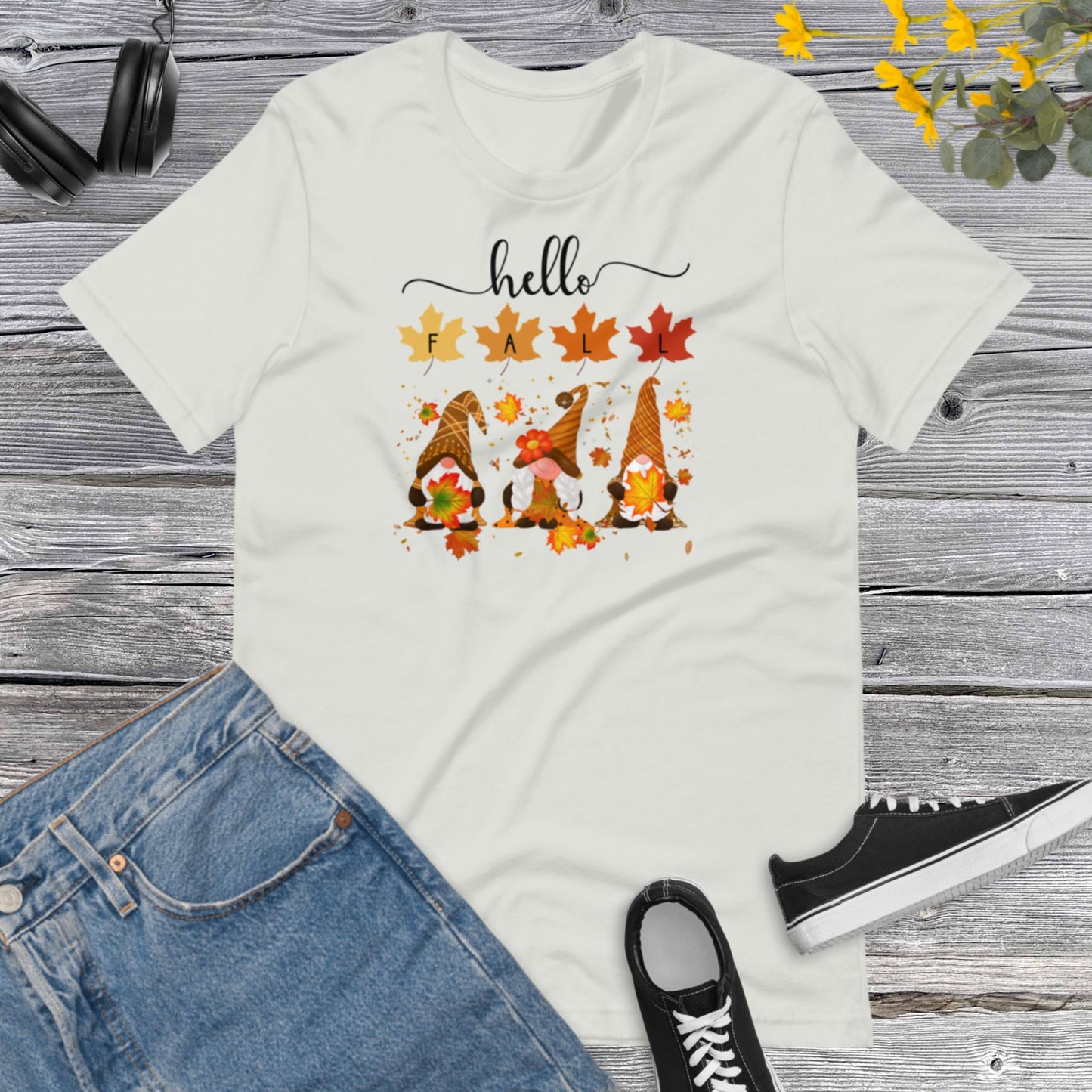 Hello Fall Gnomes, Gnome fall shirt, Thanksgiving Gnome, Happy Fall, Thanksgiving Gift Unisex t-shirt