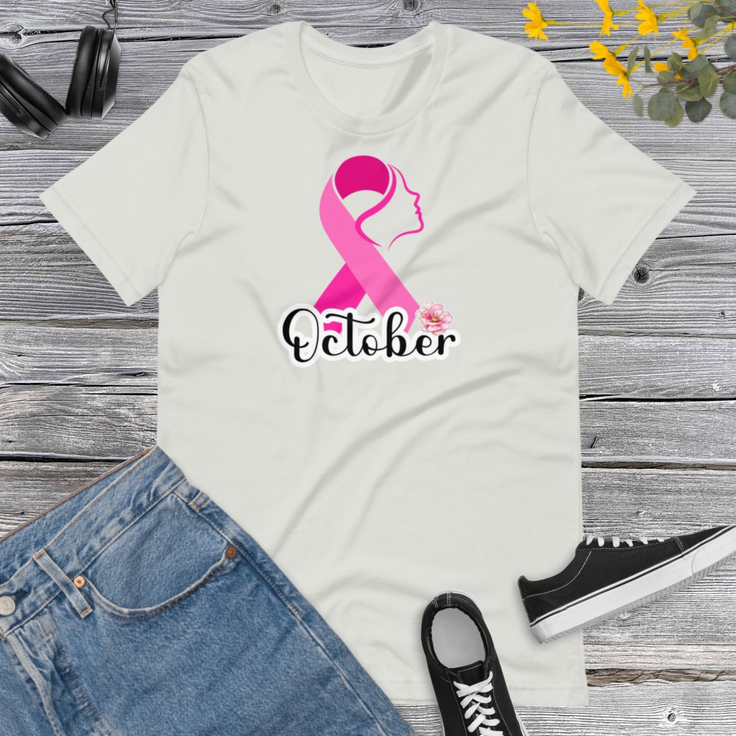 PinkOctober Breast Cancer, Motivational, Cancer Awareness, Woman Face in Pink Ribbon, Breast Cancer T-shirt, Cancer Awareness Unisex t-shirt