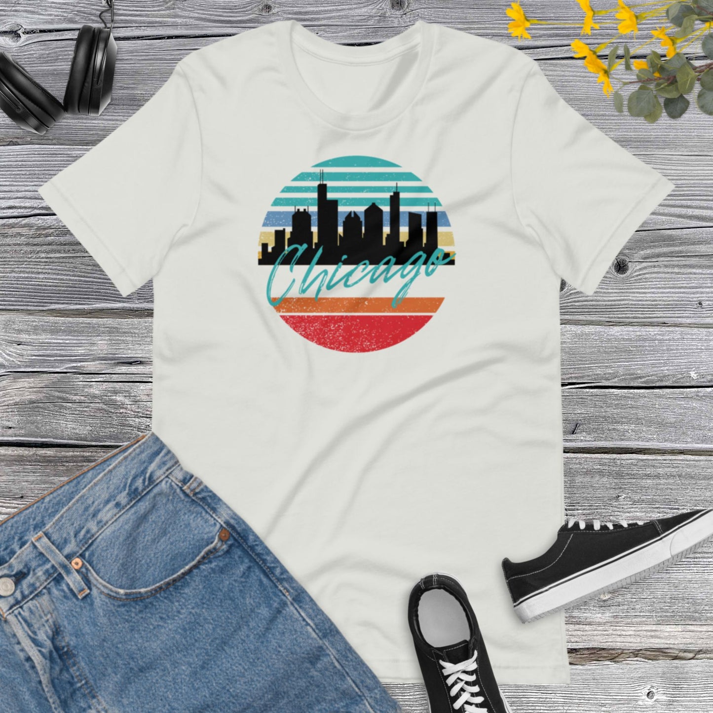 Vintage Chicago Illinois, Skyline vintage, Illinois Lover, I Love America, Downtown Chicago Unisex t-shirt