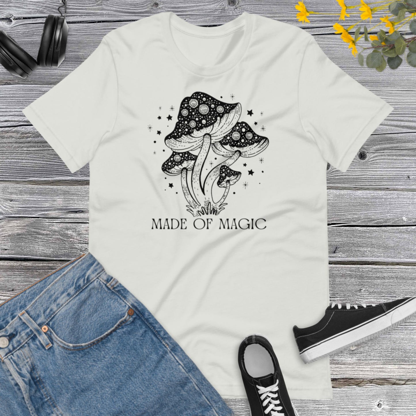 Black Magic Mushroom Shirt, Cottagecore Shirt, Botanical Shirt, Nature Lover Mushroom Shirt, Fungus Shirt, Mushroom HuntingUnisex t-shirt