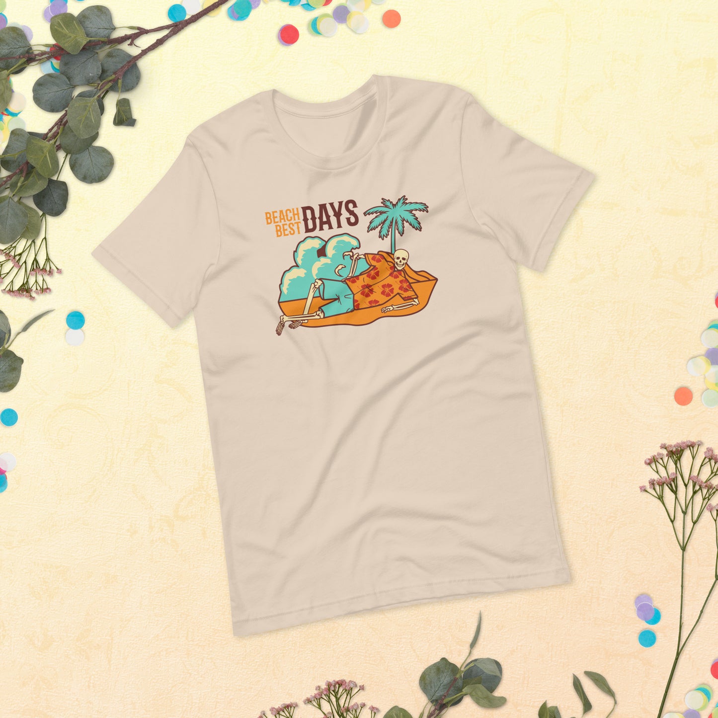 Beach Best Days Skeleton, Funny Summer shirt, Skeleton on the beach funny, Happiness, Unisex t-shirtUnisex t-shirt
