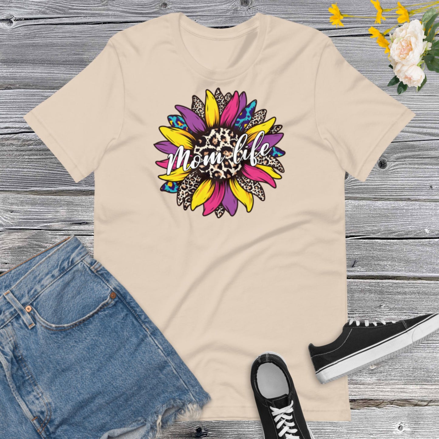 Mom Life Shirt, Sunflower Mom Life Shirt, Sunflower Lover Mom Shirt , Mother Day Gift For Mom, Leopard Print Mom ShirtUnisex t-shirt