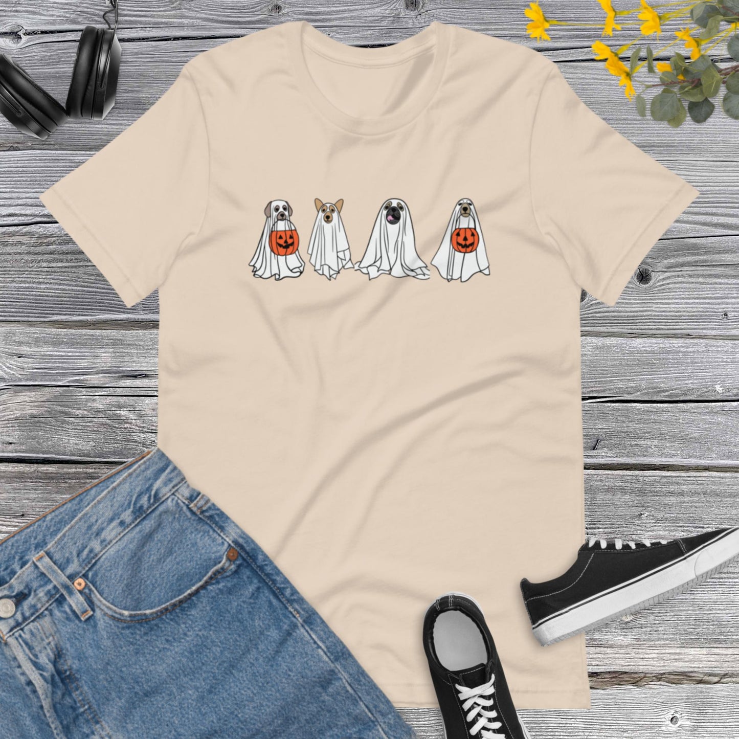 Ghost Dog Shirt, Happy Halloween, Retro Spooky Season, Dog Lover, Halloween Ghost, Halloween Dog Unisex t-shirt