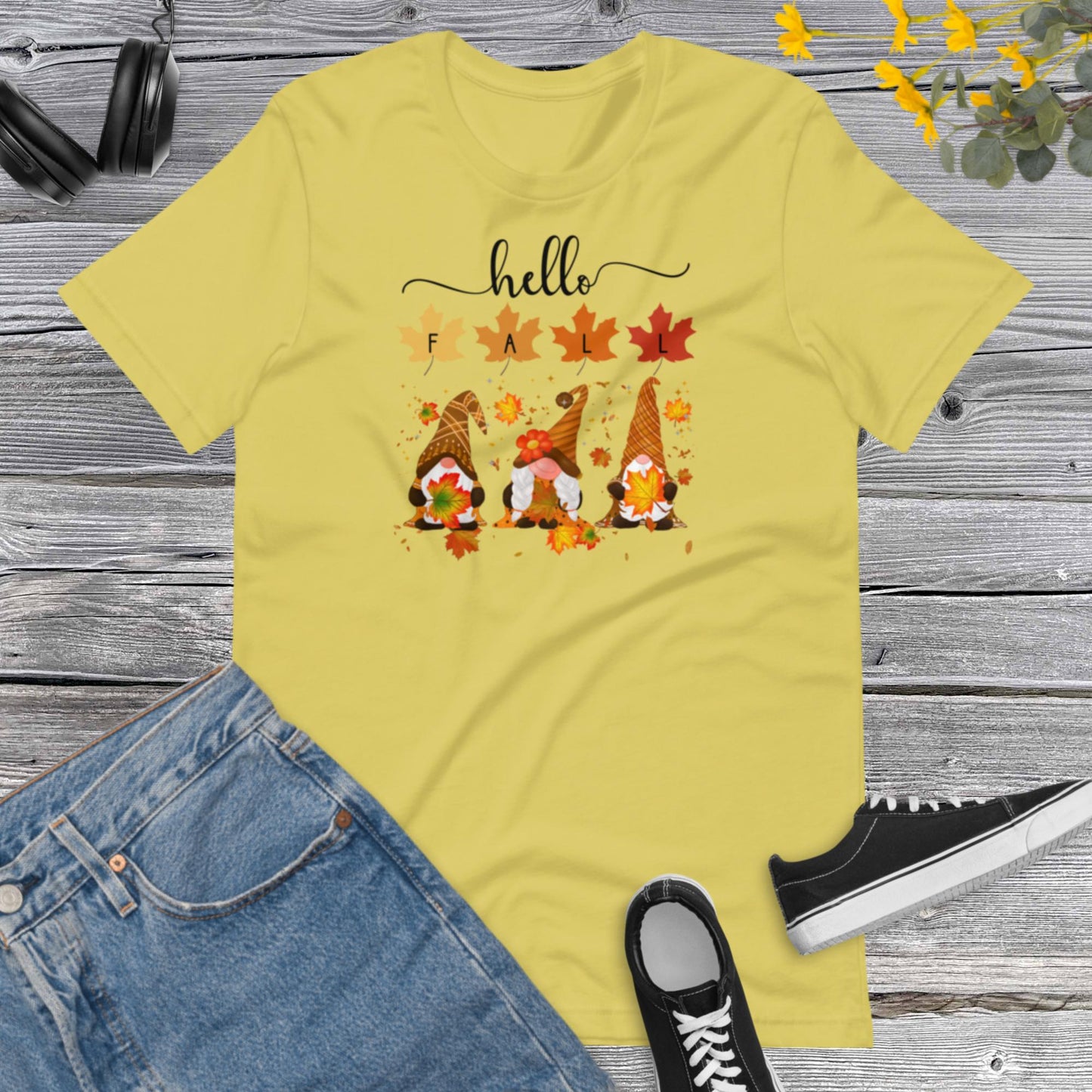 Hello Fall Gnomes, Gnome fall shirt, Thanksgiving Gnome, Happy Fall, Thanksgiving Gift Unisex t-shirt