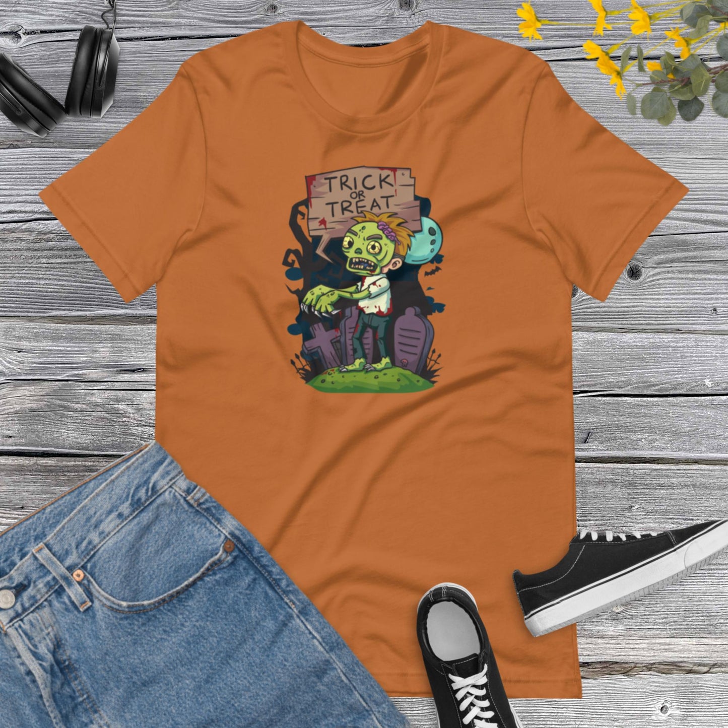 Trick or Treat Zombie Halloween Shirt, Halloween T-shirt, Zombie T-shirt, Trick or Treat, Spooky Unisex t-shirt