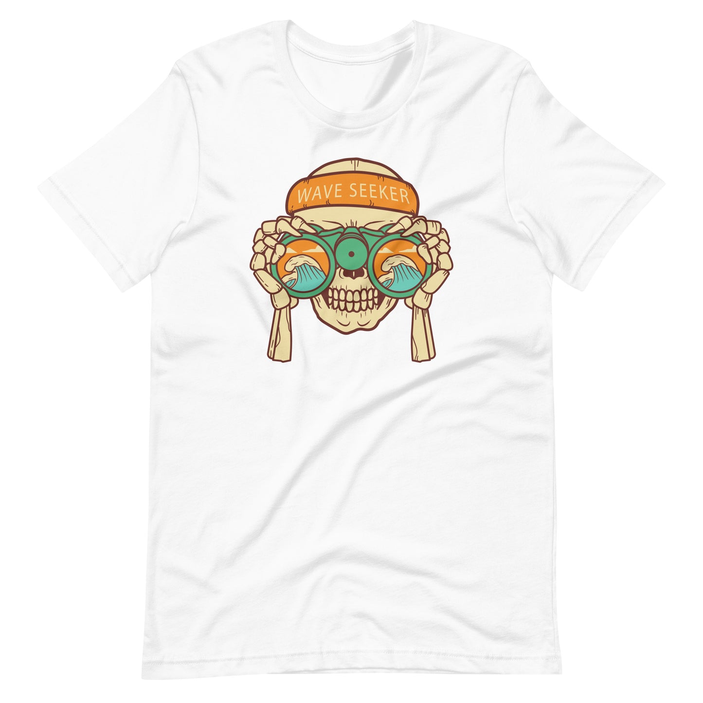 WAVE SEEKER, Funny Summer shirt, Skull on the beach funny, Unisex t-shirt