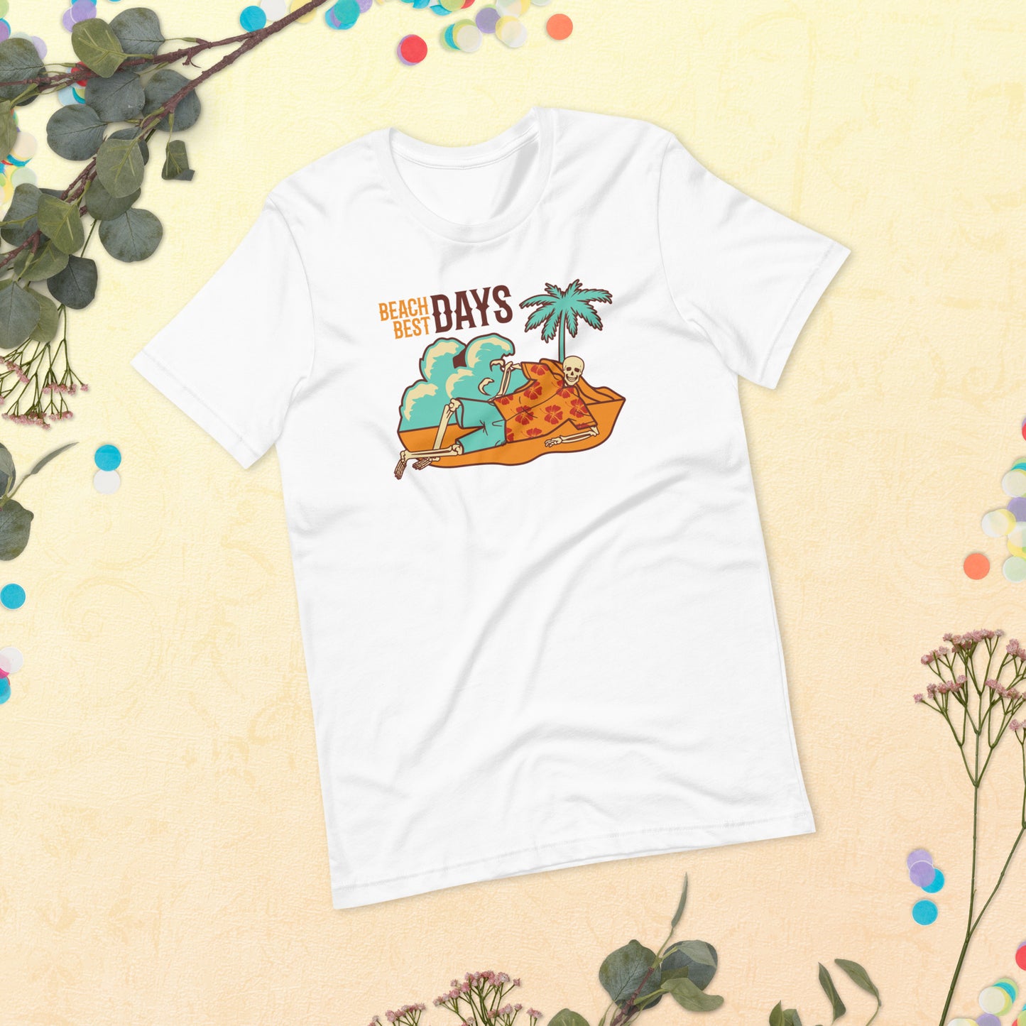 Beach Best Days Skeleton, Funny Summer shirt, Skeleton on the beach funny, Happiness, Unisex t-shirtUnisex t-shirt