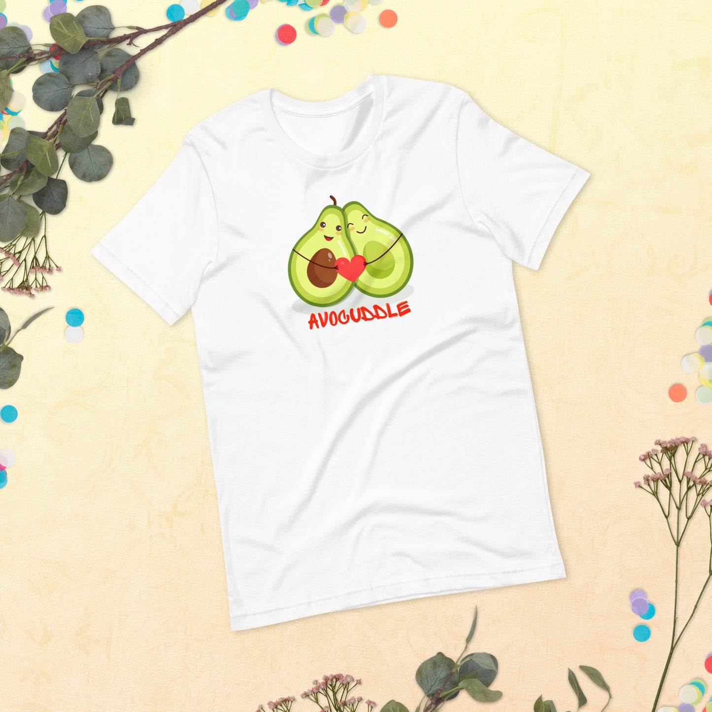 Cute Avocado T-shirt, Avocado Cuddle Shirt, Avocado Gift, Vegetarian Shirt, Avocado Heart Shirt, Cute Avocado Unisex t-shirt
