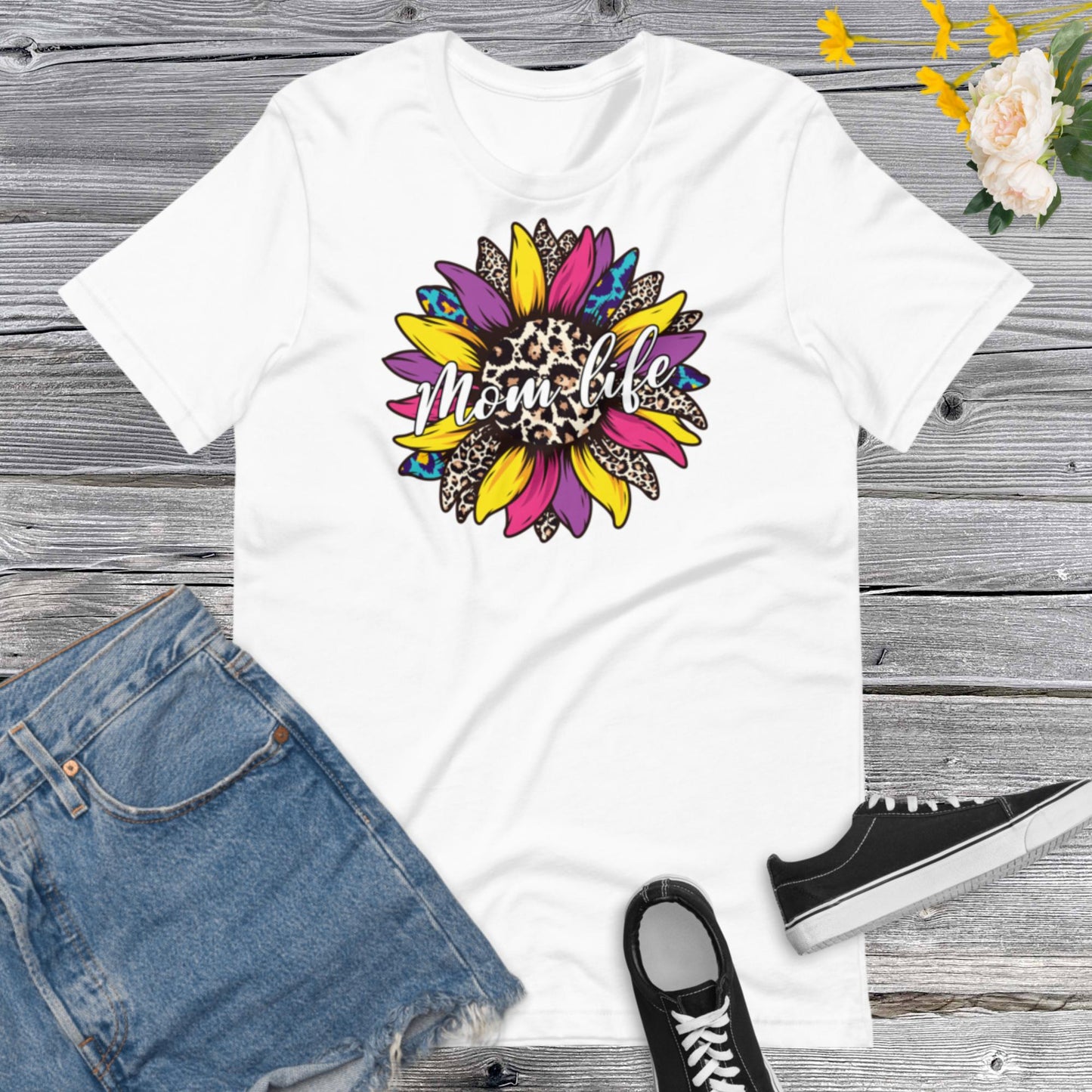 Mom Life Shirt, Sunflower Mom Life Shirt, Sunflower Lover Mom Shirt , Mother Day Gift For Mom, Leopard Print Mom ShirtUnisex t-shirt