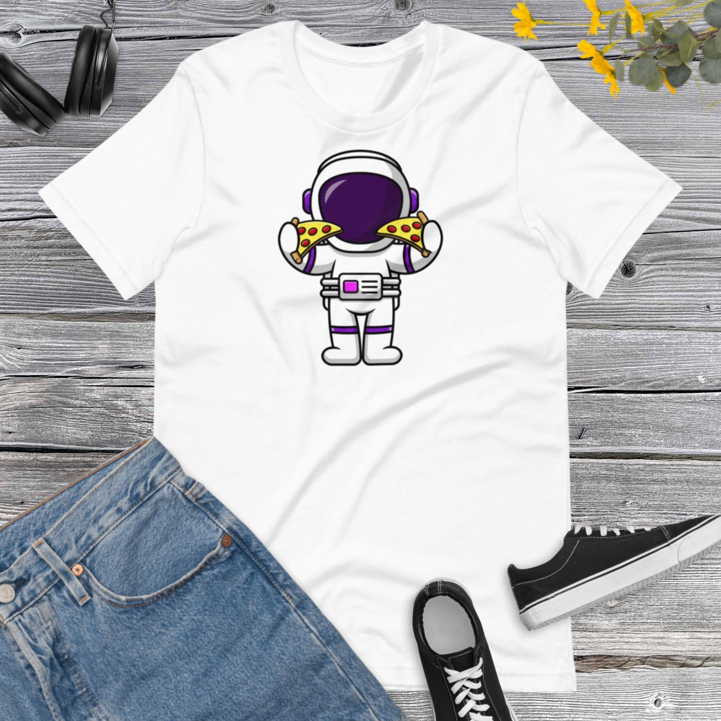 Astronaut Holding Pizza Unisex T-Shirt, Pizza Lover Gift, Astronaut Shirt, Pizza Lover Shirt, Unisex t-shirt