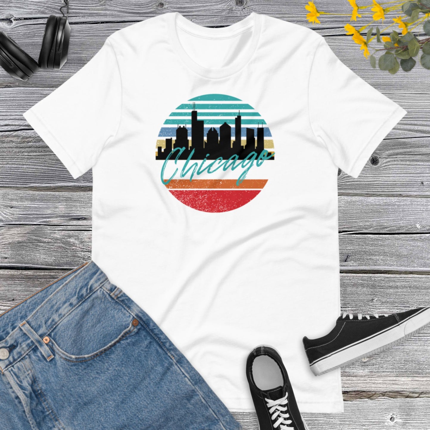 Vintage Chicago Illinois, Skyline vintage, Illinois Lover, I Love America, Downtown Chicago Unisex t-shirt