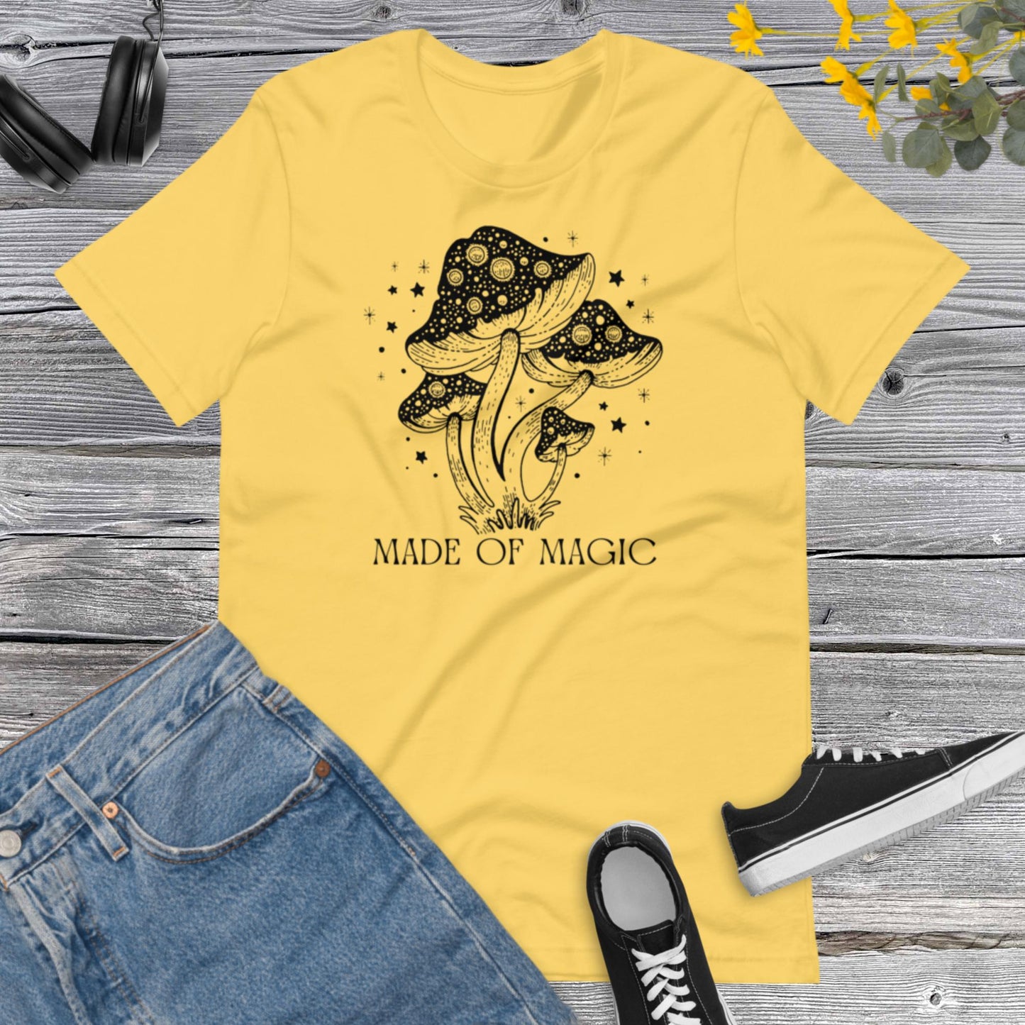 Black Magic Mushroom Shirt, Cottagecore Shirt, Botanical Shirt, Nature Lover Mushroom Shirt, Fungus Shirt, Mushroom HuntingUnisex t-shirt