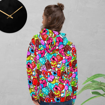 I Love Candies, Sweet Lover, Ice Cream, Heart, Sweet, Dessert, Cartoon, Design all over Unisex Hoodie