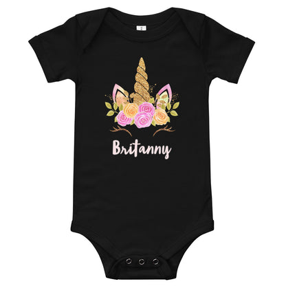 Happy Unicorn Girls Personalized / Baby short sleeve one piece