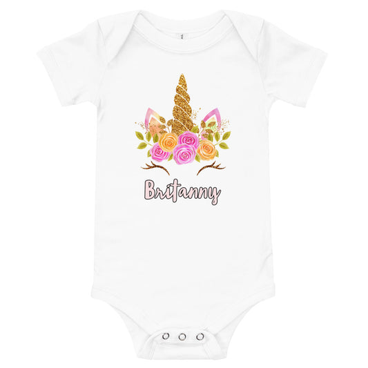 Happy Unicorn Girls Personalized / Baby short sleeve one piece