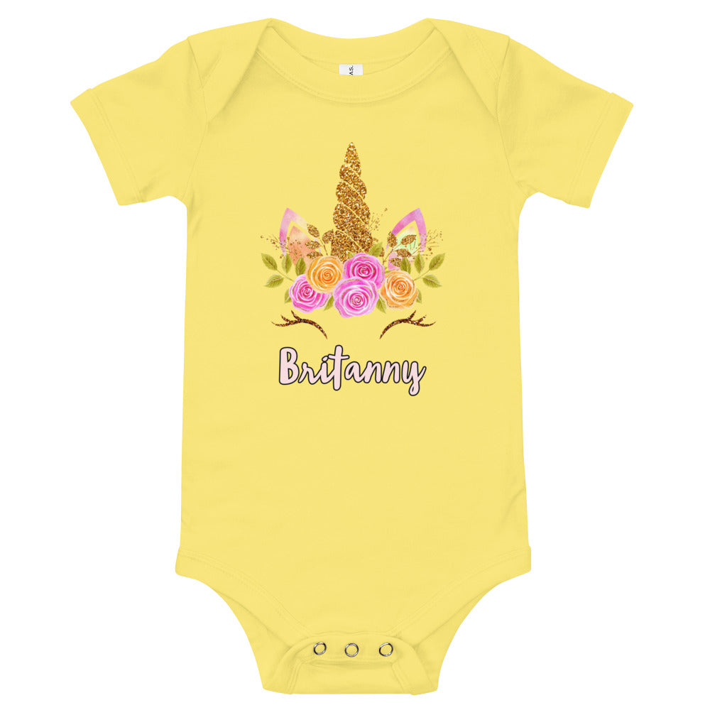 Happy Unicorn Girls Personalized / Baby short sleeve one piece