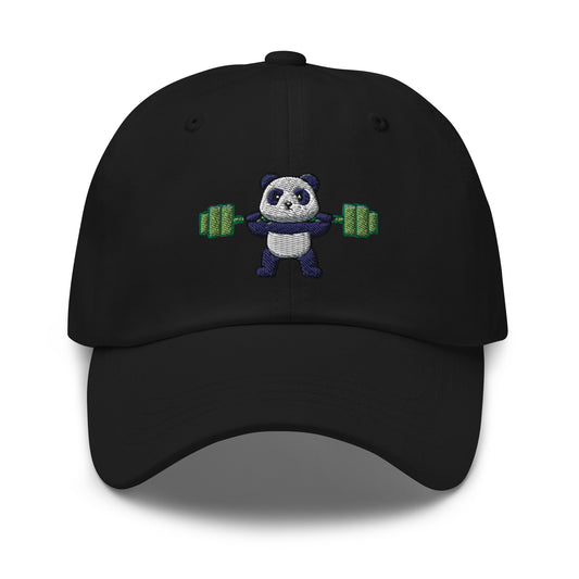 Cute Panda Lifting Bamboo Embroidered Adjustable Dad Hat, Panda Lover, Unstructured 6-panel, low-profile, Baseball Cap Multiple Colors