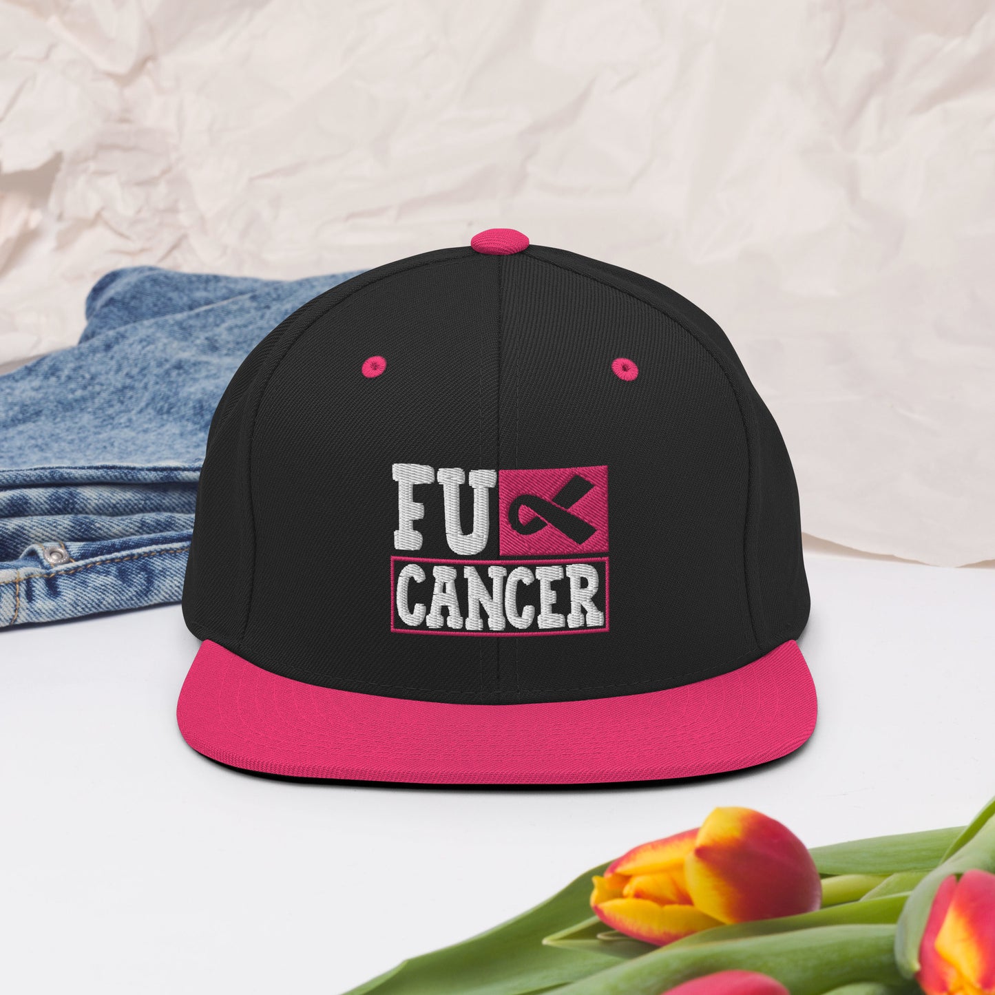 Fuc& Cancer, Breast Cancer Awareness, Team Cancer, Motivational, Pink Ribbon, In October We Wear Pink Snapback Hat