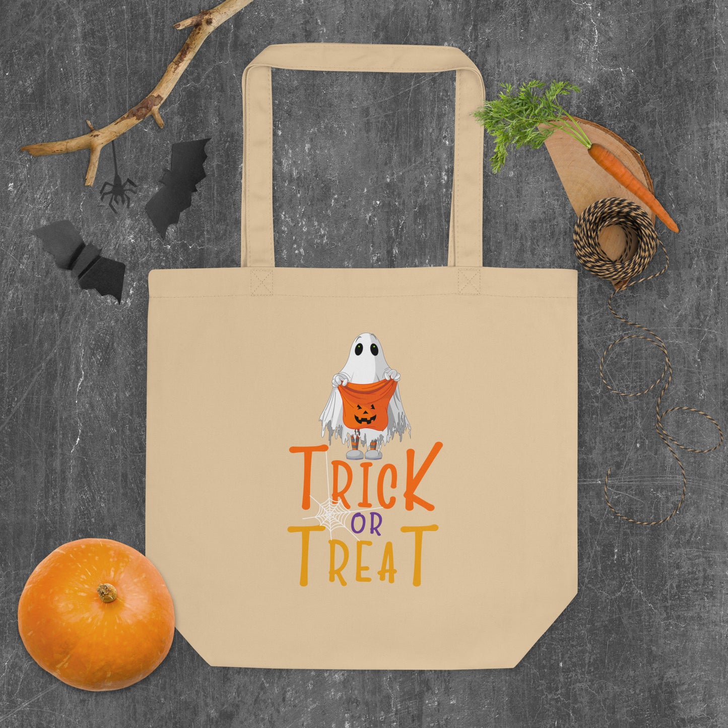 Trick or Treat Ghost Halloween Shirt, Halloween T-shirt, Ghost T-shirt, Trick or Treat, SpookyEco Tote Bag