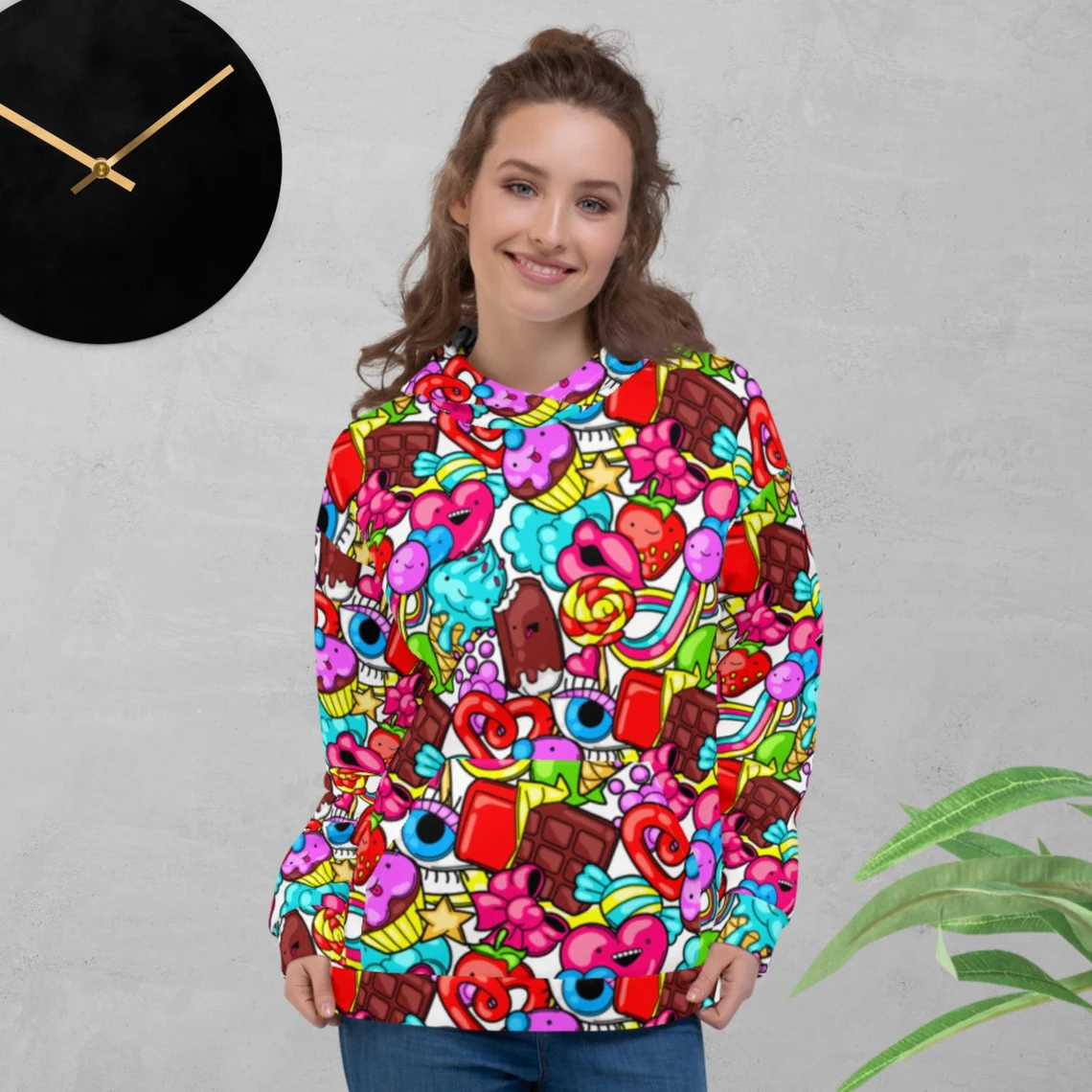 I Love Candies, Sweet Lover, Ice Cream, Heart, Sweet, Dessert, Cartoon, Design all over Unisex Hoodie