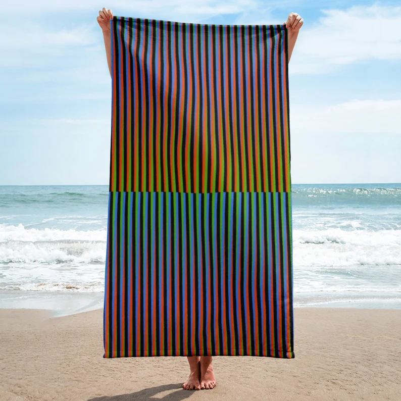 Maiquetia Beach Towel, Carlos Cruz Diez Venezuela, I love Caracas, Maiquetia, Venezuela en USA, Arte Cinetico