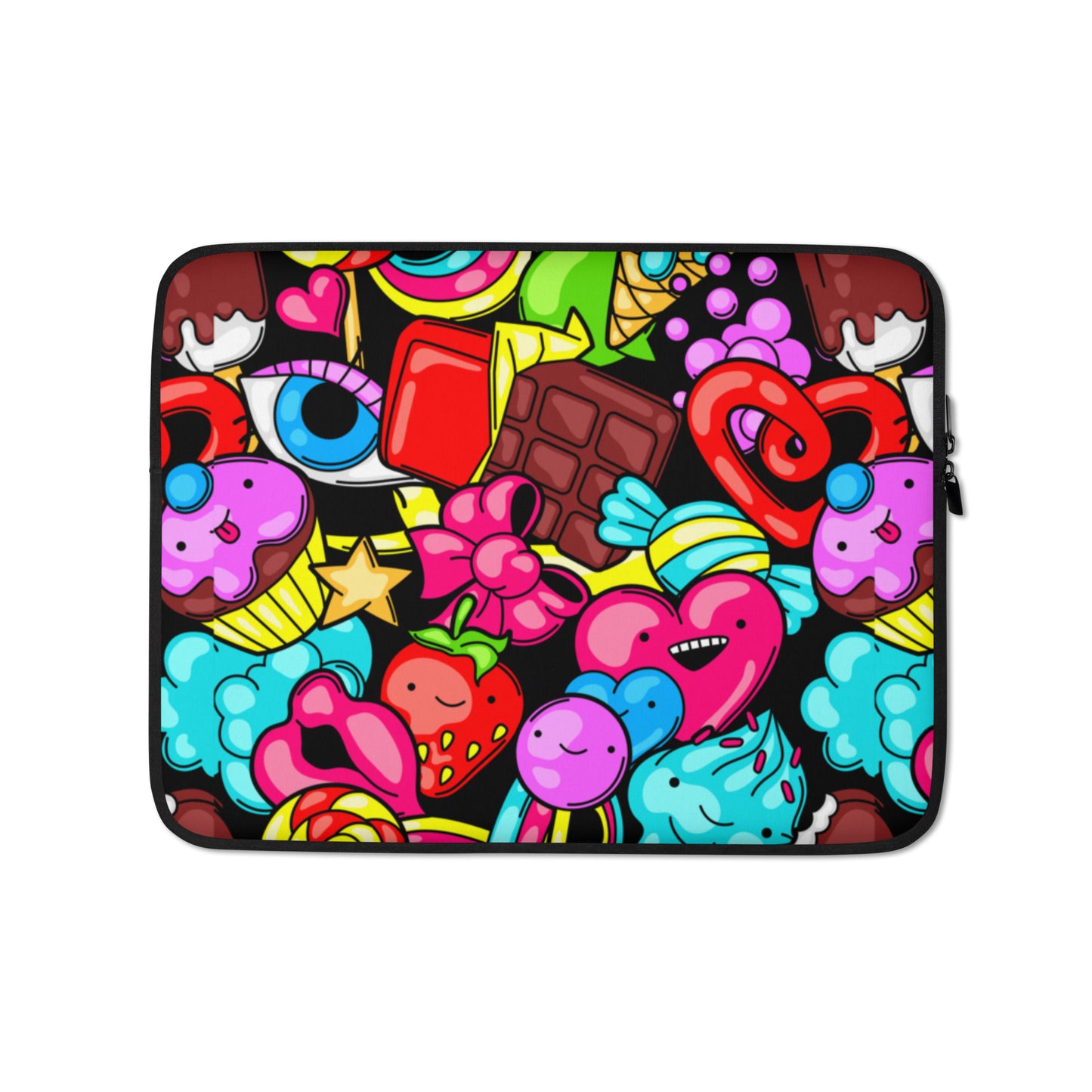 Sweet an Candies Pattern, Crazy sweet-stuff in Cartoon Style, I Love Candies, Sweet Lover, Ice Cream, Heart, Sweet, Dessert Laptop Sleeve